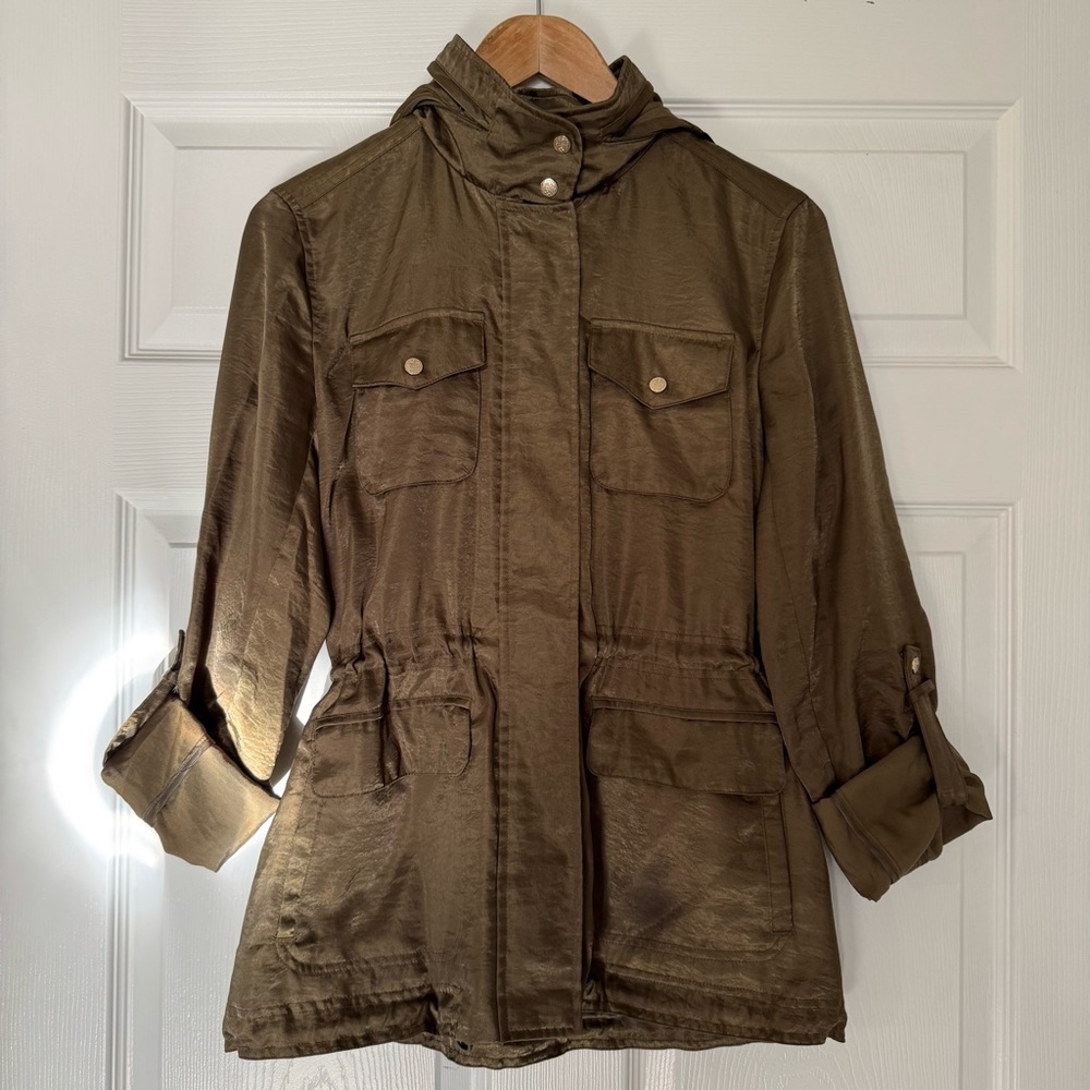 Vince Camuto army Green satin military jacket